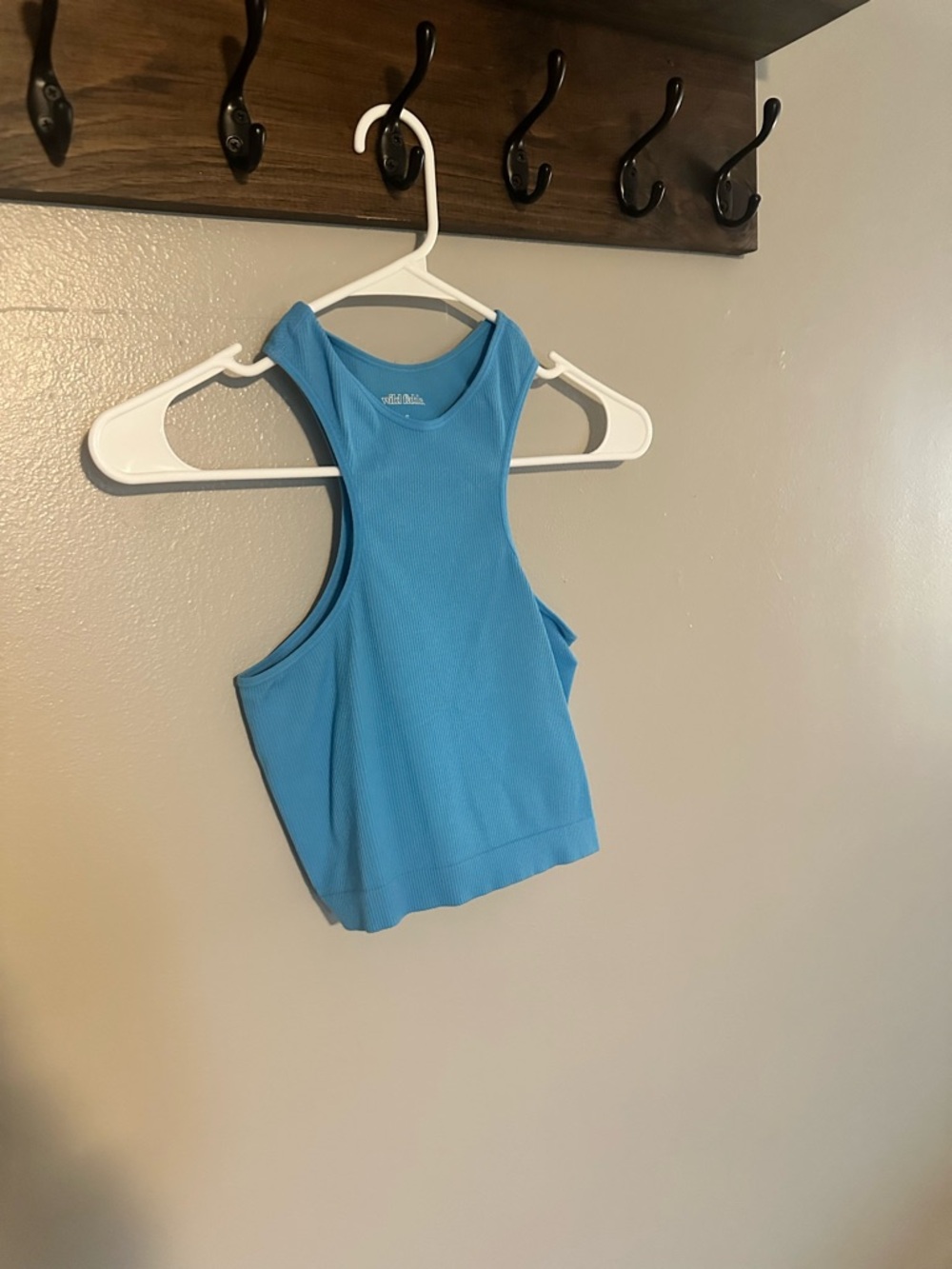 wild fable Ribbed High-Neck Crop Top - Bright Blue